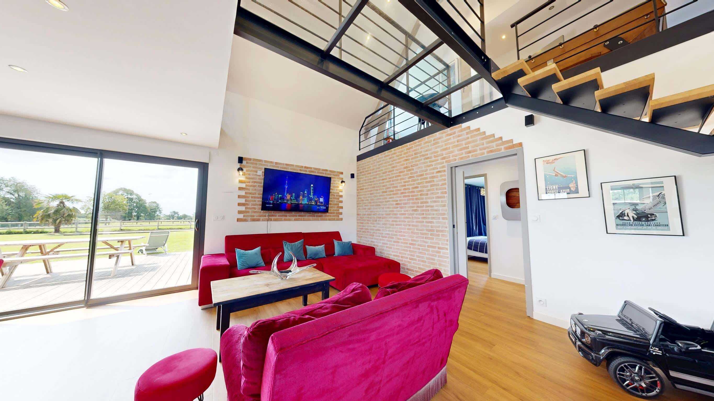 TV, foosball, stereo