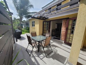 Outdoor dining - A modern and spacious house, steps to the beach with a private pool!! (Saint James)