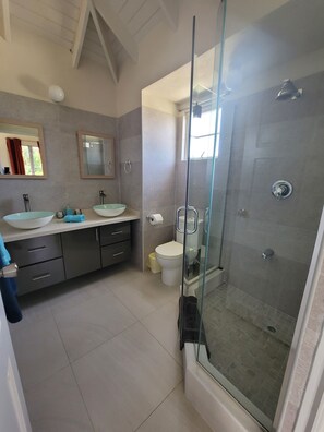 Shower, hair dryer, towels, soap - A modern and spacious house, steps to the beach with a private pool!! (Saint James)