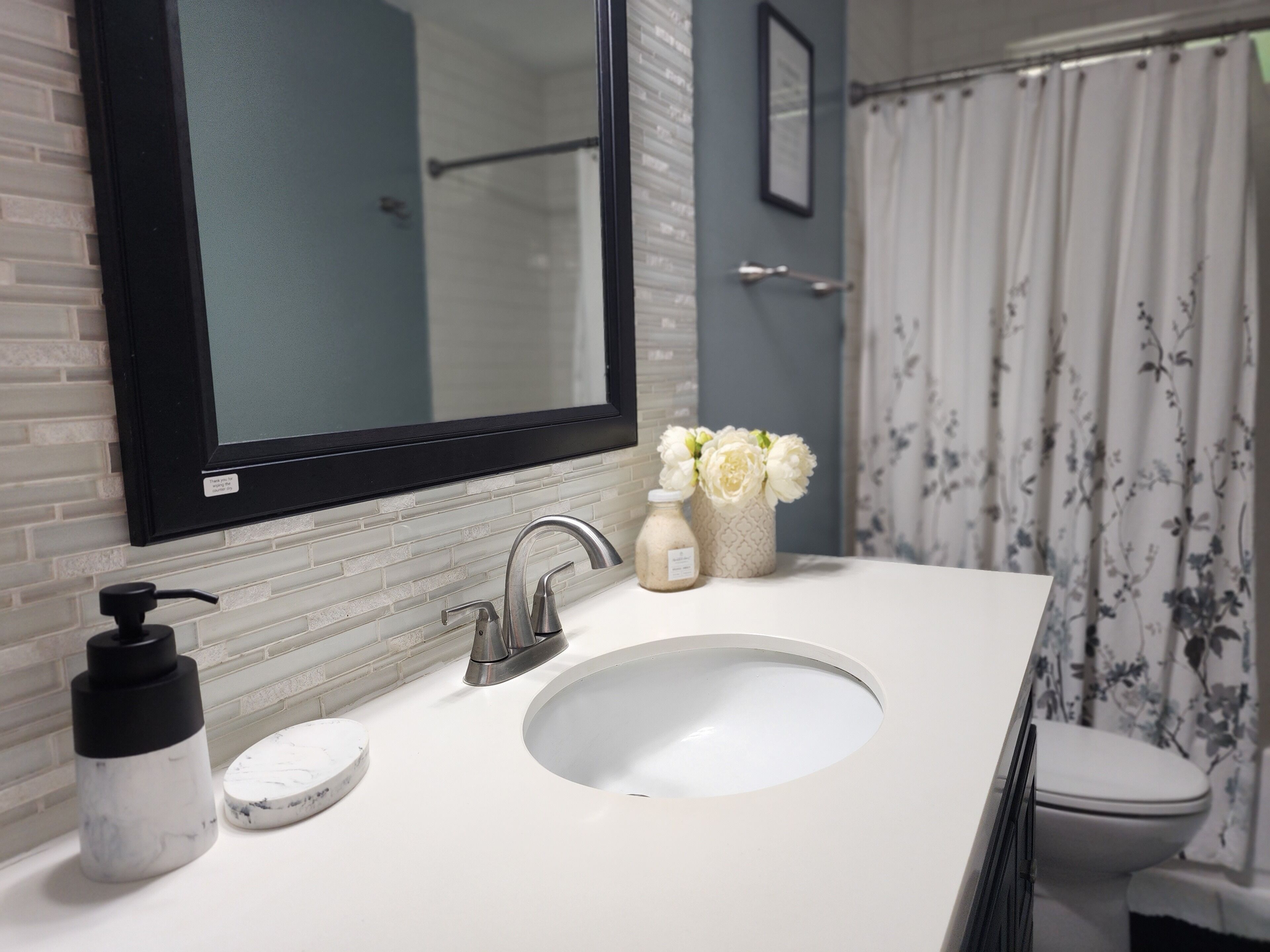 Hair dryer, bidet, towels, soap