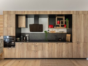 Fridge, microwave, oven, dishwasher
