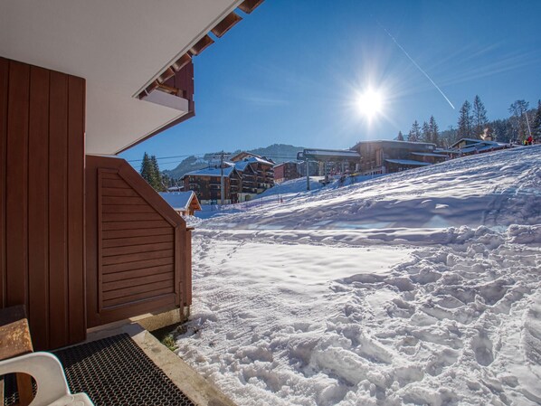 Property grounds - South-facing apartment, pistes view, terrace, fully equipped, no pets (Morillon 1100)