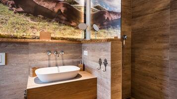 Dusche, Haartrockner, HandtĂŒcher, Seife