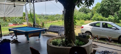 Your cozy retreat surrounded by nature.
Enjoy our huge terrace with pool table.