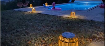 Traditional hilltop Gascon farmhouse with large pool overlooking the Pyrénées 