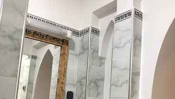 Hair dryer, soap, toilet paper