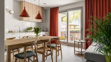 Executive Apartment (Baltic Wave 5) | Private kitchen | Fridge, stovetop, dishwasher, espresso maker