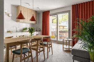 Executive Apartment (Baltic Wave 5) | Private kitchen | Fridge, stovetop, dishwasher, espresso maker