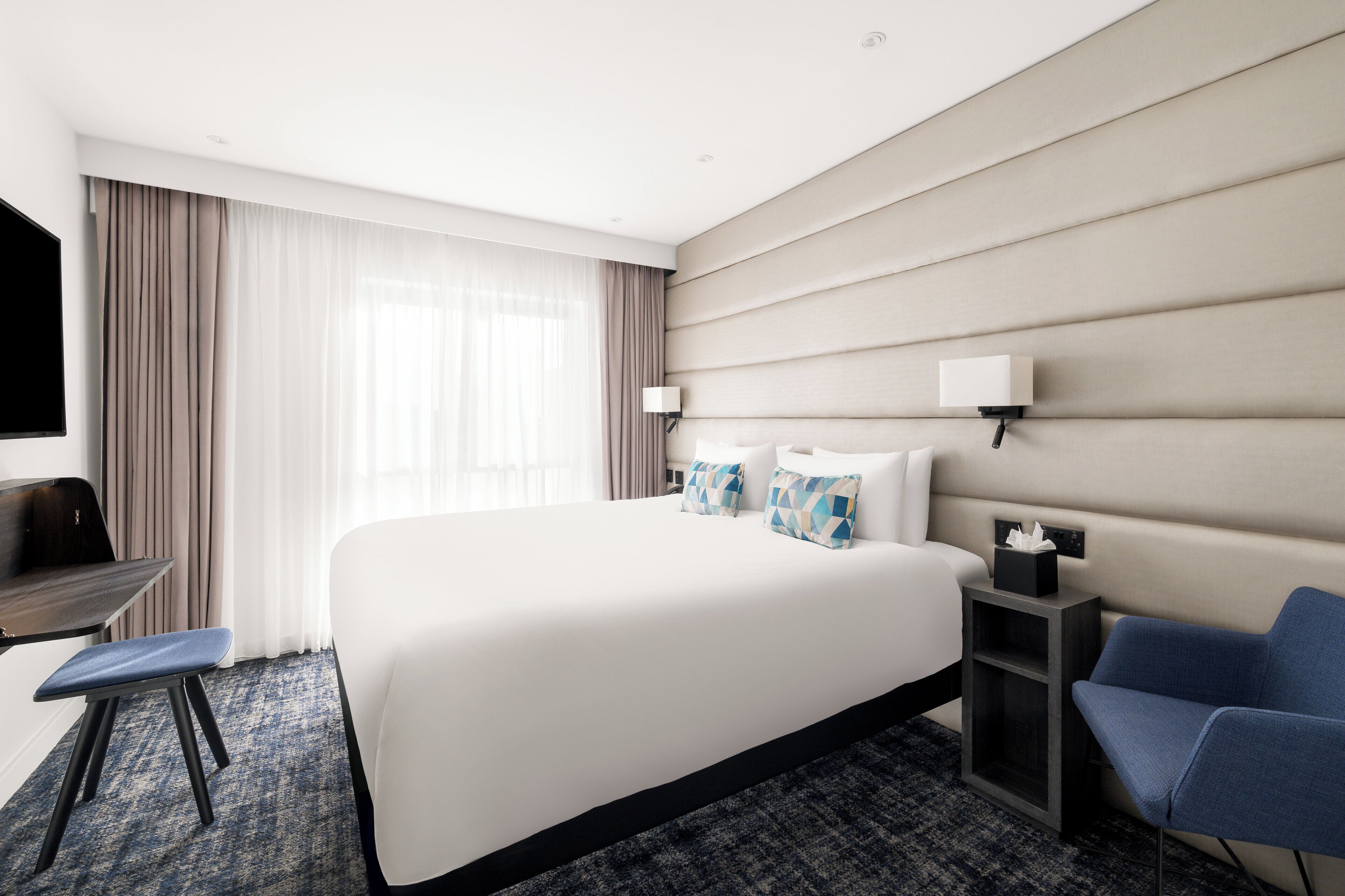 Premium bedding, memory-foam beds, in-room safe, desk