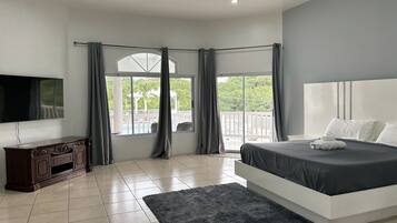 5 bedrooms, premium bedding, laptop workspace, iron/ironing board