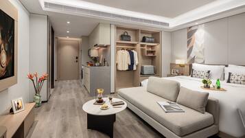 Desk, laptop workspace, soundproofing, rollaway beds
