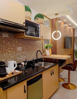 Private kitchen - Gingko Suite by Jeslen's Haven 
A hotel Inspired Condo Unit  (Quezon City)