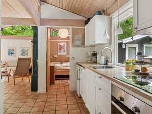 Fridge, oven, dishwasher, high chair
