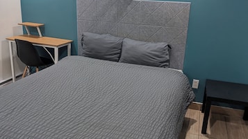 Desk, free WiFi, bed sheets