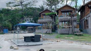 On the beach, white sand, beach bar