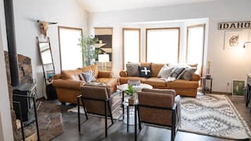 TV connectée, cheminée, jeux vidéo, lecteur de DVD