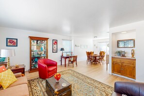 TV, fireplace, DVD player, video library