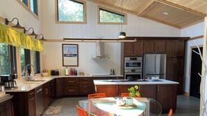 Coffee/tea maker, fridge, microwave, oven - 2024 Custom Home in the Blue Ridge Mtns w Hot Tub! (Hendersonville)