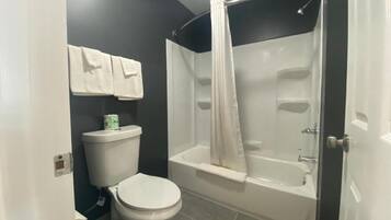 Serviettes fournies, savon, shampooing, papier de toilette