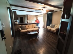 Smart TV, books, music library, stereo