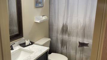 Séchoir à cheveux, serviettes fournies, savon, shampooing