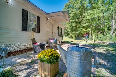 Terrace/patio. Sylvan Cabin on 73 Acres - Pond On-Site!