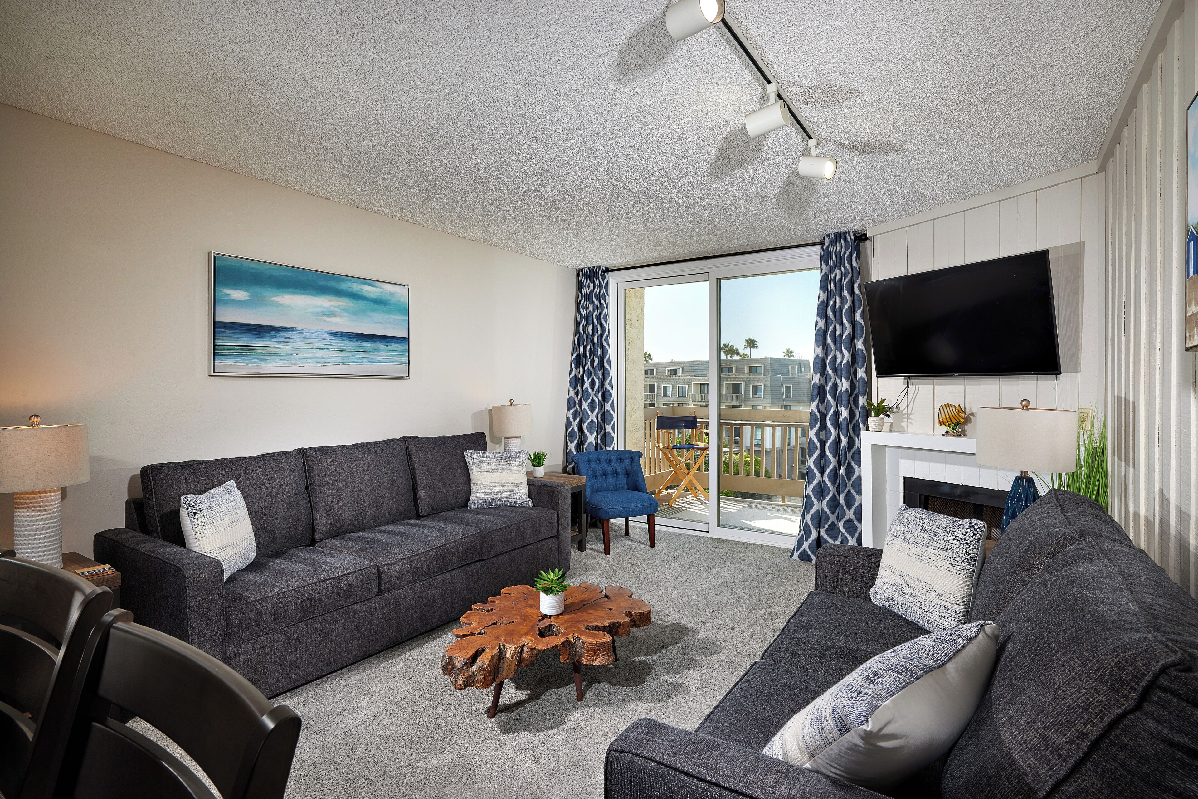 Condo, Multiple Beds, Pool Access, Ocean View (A319) | Living area | Fireplace