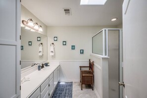 Douche, sĆØche-cheveux, serviettes fournies, savon