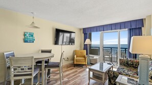 Living area - Direct oceanfront, separate bedroom, full kitchen - rates lower than last year ! (Myrtle Beach)