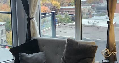 Central Penthouse, 1Bedrooms and Den 4 guests, close by metro St-Laurent