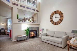 Smart TV, fireplace, foosball, table tennis