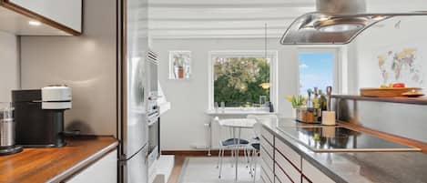 Fridge, oven, dishwasher, coffee/tea maker