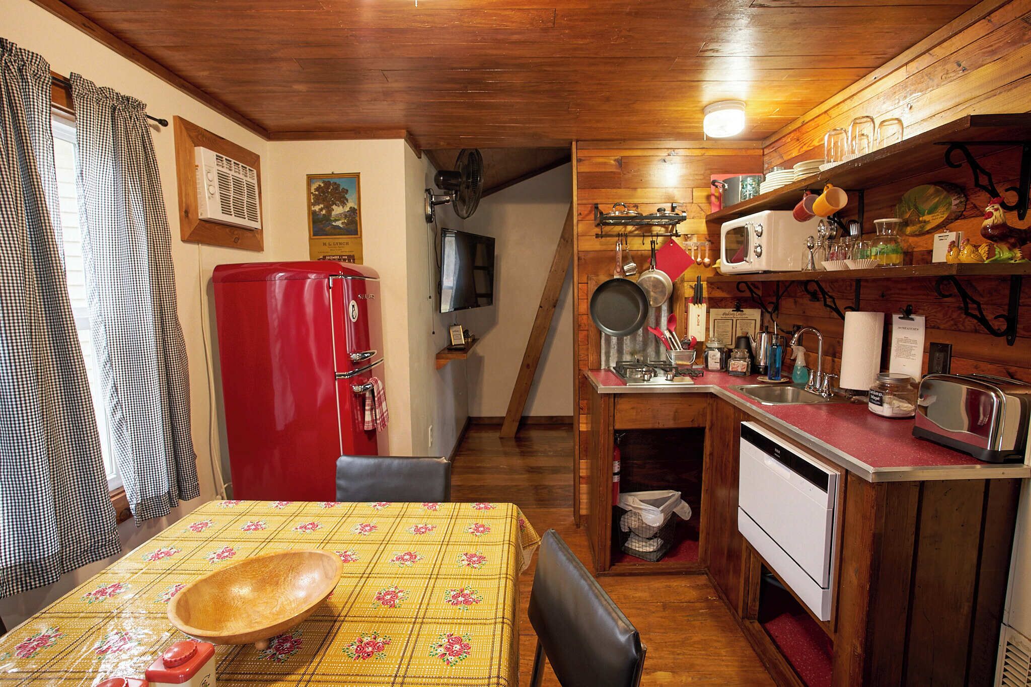 Cabin #1 The Loft | Private kitchen | Mini-fridge, microwave, coffee/tea maker, electric kettle