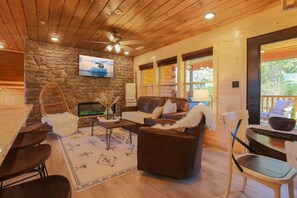 Televisión, chimenea y videojuegos