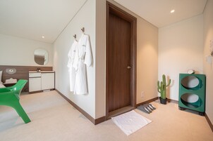 Premium bedding, blackout drapes, soundproofing, free WiFi