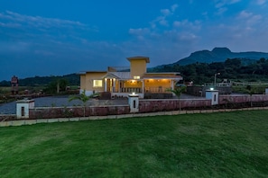 Front of property - evening/night - CosmicStays Rajgad Vista - Stay & play (Pune)
