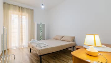2 bedrooms, desk, iron/ironing board, travel cot