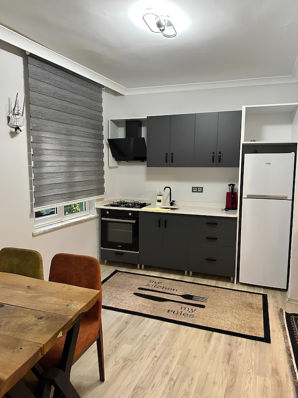 Appartement familial | Cuisine privée | Réfrigérateur, un four, surface de cuisson, plaque chauffante