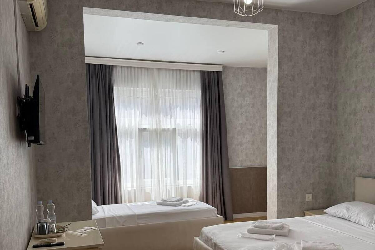 Blackout drapes, soundproofing, WiFi (free), bed sheets