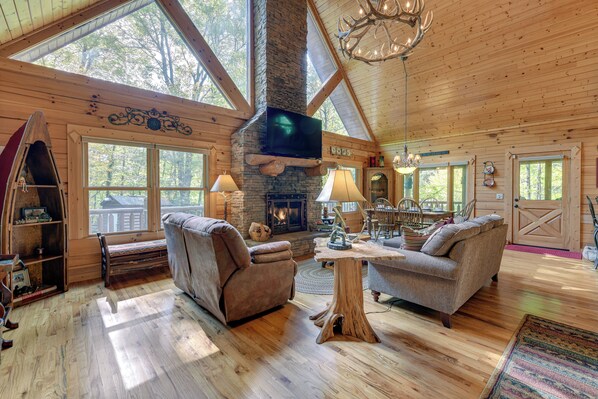 House (2 Bedrooms) | Front of property - Creekside Maggie Valley Cabin: 2 Mi to Skiing! (Maggie Valley)