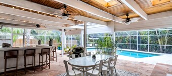 Family friendly Siesta Key home with heated pool. 5 minutes drive to beach. 