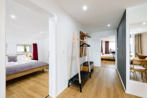 3 bedrooms, desk, iron/ironing board, travel cot
