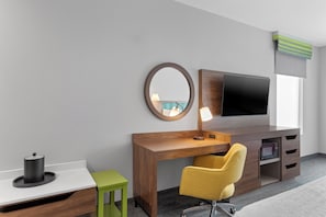 Room, 2 Queen Beds (Mobility & Hearing, Roll-In Shower) | Living area | 42-inch LED TV with cable channels