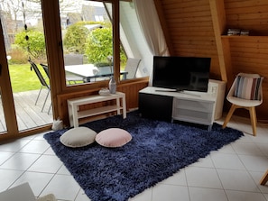 TV connectée, lecteur de DVD, livres