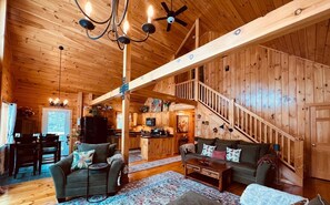 Living area - Lovely log cabin with hot tub!  (Campton)