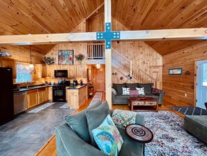 Living area - Lovely log cabin with hot tub!  (Campton)