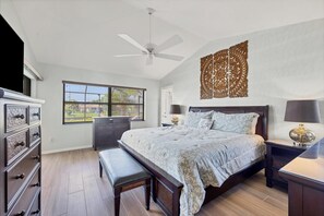 ハウス ベッド (複数台) プールアクセス (LPC1140) | 3 室のベッドルーム、客室ごとに異なる装飾、客室ごとに異なるインテリア、ベッドシーツ