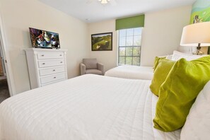 9 bedrooms, individually decorated, individually furnished, bed sheets