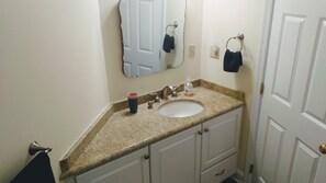 Shower, towels, soap, toilet paper
