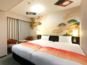 Tweepersoonskamer in Japanse stijl met 2 eenpersoonsbedden, niet-roken (Hollywood) | Gratis wifi, beddengoed